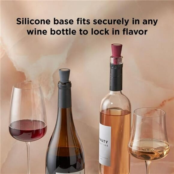 Set of 4 Silicone Wine Bottle Stoppers Reusable Air Tight Seal Multicolor - Picture 3 of 6